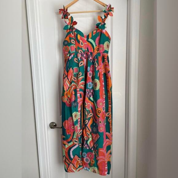 FARM RIO Anthropologie Pleated Palm Midi Dress New w/ Tags SOO plus size pockets - Picture 13 of 16